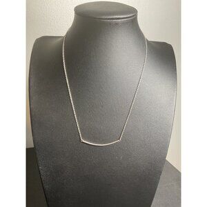 Womens Silver Tone Minimalist Bar Necklace